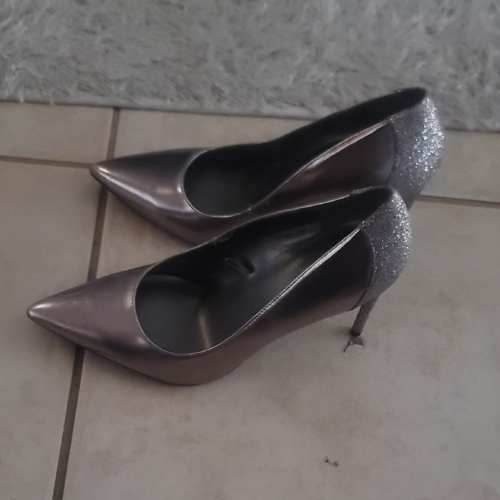 Elegant Silver Glitter Heels